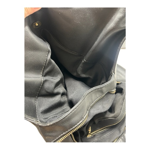 Bebe Black Shoulder Bag with Gold Chain Accents - Picture 6 of 7